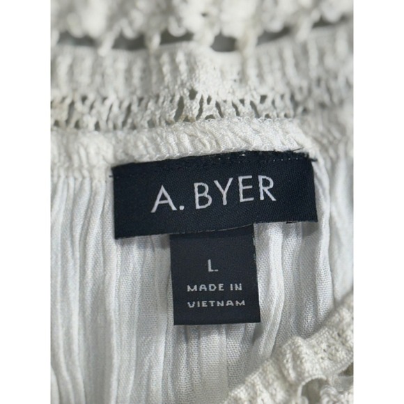 A. Byer White Crochet Trim Off Shoulder 3/4 Sleeve Blouse Top‎ Size L - Picture 5 of 9